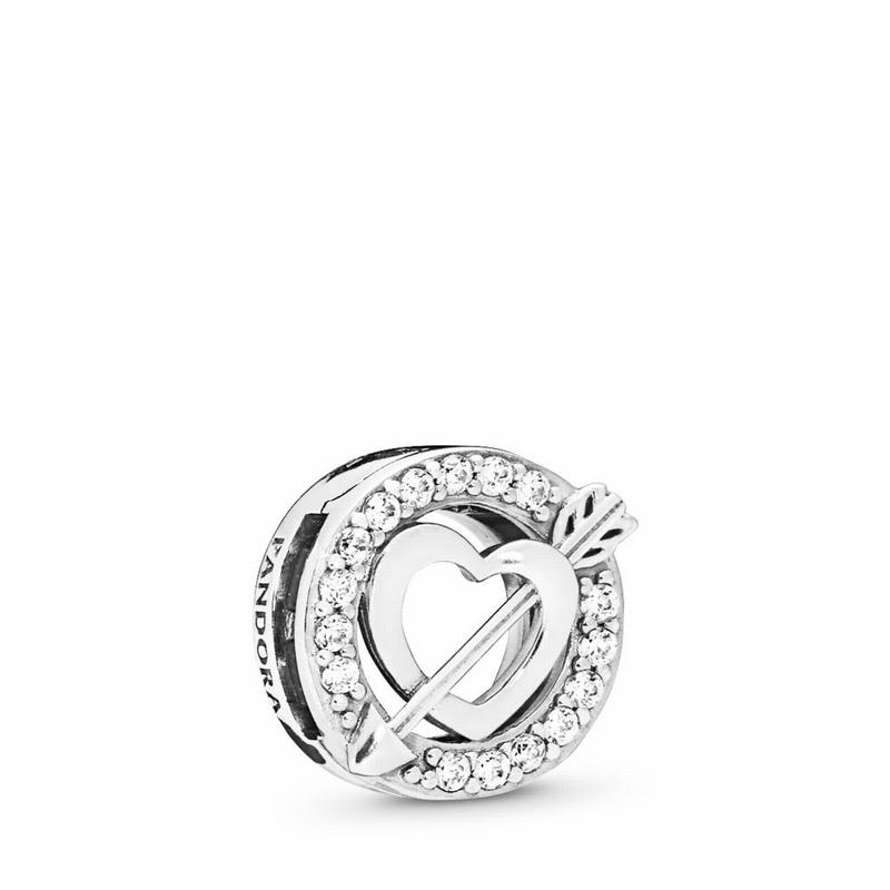 Pandora Reflexions™ Asymmetric Heart & Arrow Charm - Sterling Silver/Silicone/Cubic Zirconia - Canad